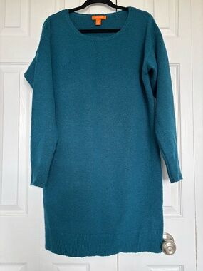 Joe Fresh Teal Crewneck Knit Sweater Dress 👗